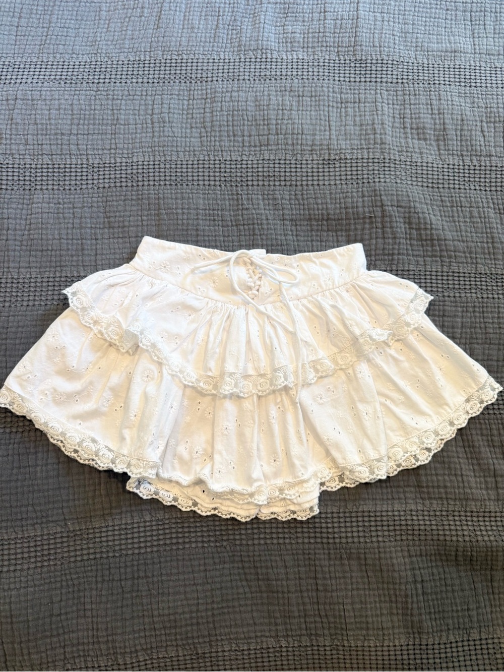 ASOS Women's White Eyelet Ruffle Mini Skirt